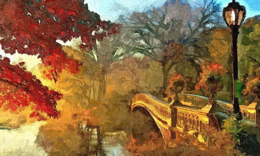 The Bow Bridge NYC  Painting by Maciek Froncisz