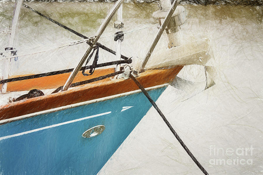 The Bow on the Guide Boat - digital pencil Photograph by Scott Pellegrin