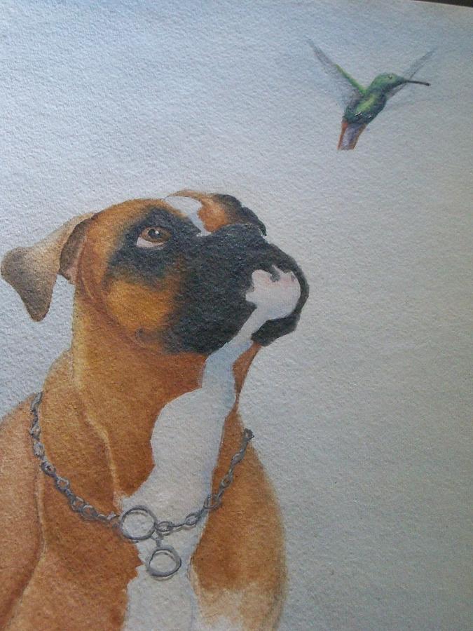 Dog Painting - The Boxer and the Bird by William Patterson