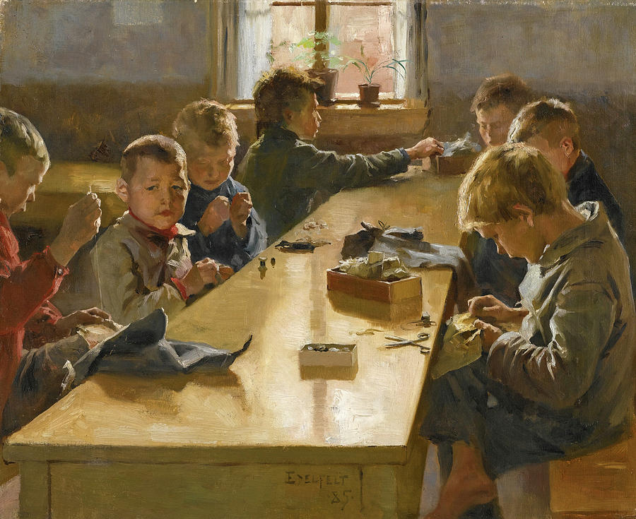Famous Paintings Painting - The Boys Workhouse. Helsinki by Albert Edelfelt