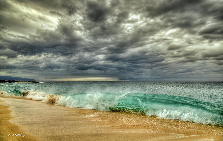 The Breaking Wave Cloudy North Shore Oahu Hawaii Art Photograph by Reid Callaway