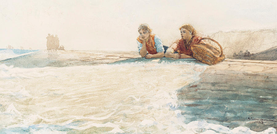 Winslow Homer Painting - The Breakwater by Winslow Homer