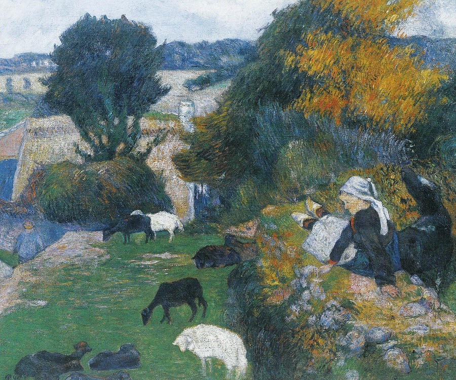 The Breton Shepherdess Painting by Paul Gauguin
