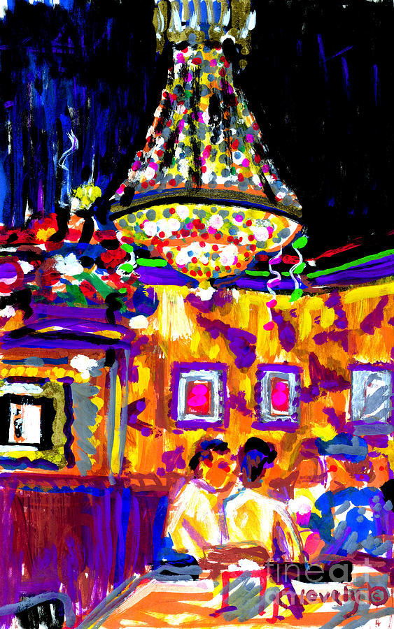 American Impressionist Painting - The Brick Oven Chandelier by Candace Lovely