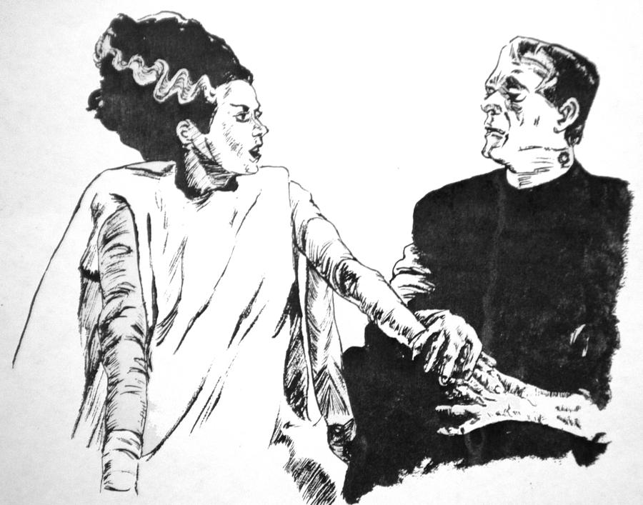 frankenstein and bride painting