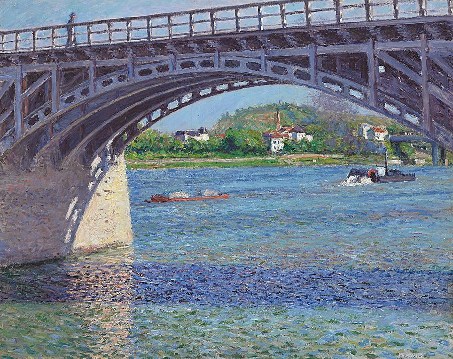 Gustave Caillebotte Painting - The Bridge at Argenteuil and the Seine by Gustave Caillebotte