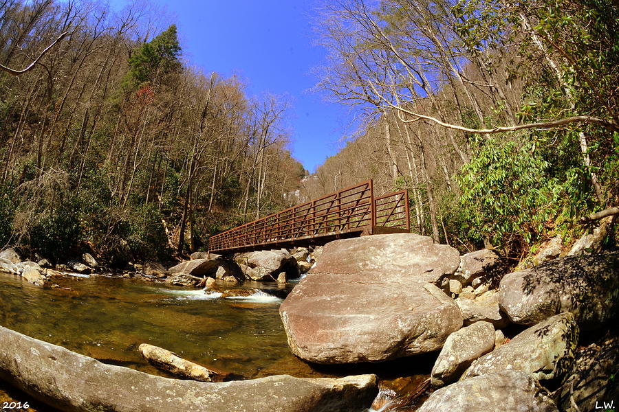 The bridge At Lower Whitewater Falls Photograph by Lisa Wooten