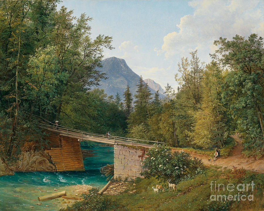 The bridge at the Rettenbachmuhle Painting by MotionAge Designs