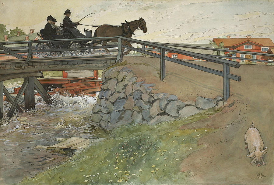 Carl Larsson Painting - The Bridge. From A Home by Carl Larsson