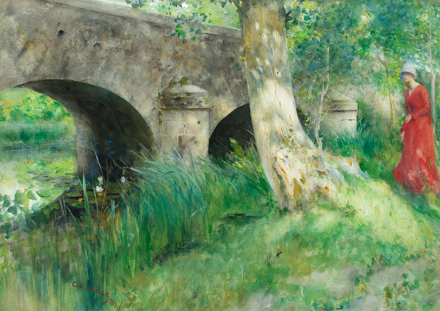 The Bridge in Grez Painting by Carl Larsson