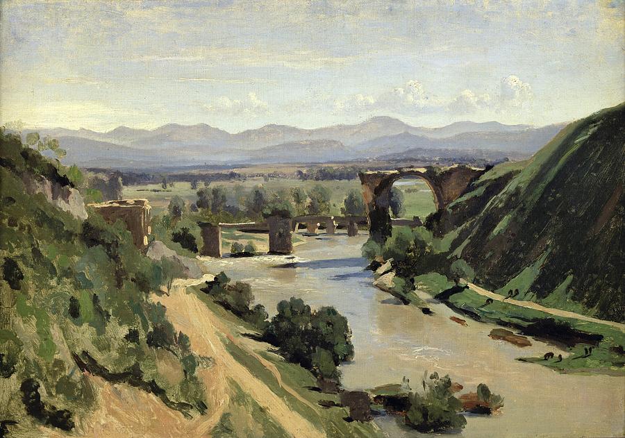 Landscape Painting - The Bridge of Augustus over the Nera by Jean Baptiste Camille Corot