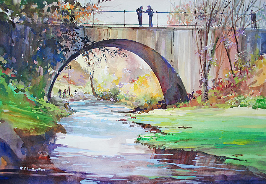 The Bridge Over Brewster Garden Painting by P Anthony Visco