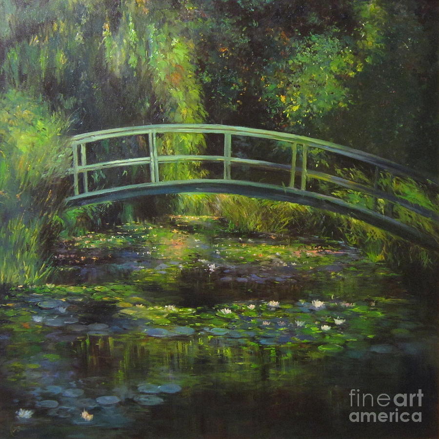 Claude Monet Painting - The Bridge Over the Waterlily Pond by Farideh Haghshenas