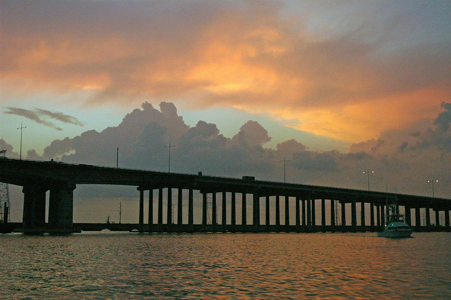 Bridge Photograph - The Bridge to Galveston by Robert Anschutz
