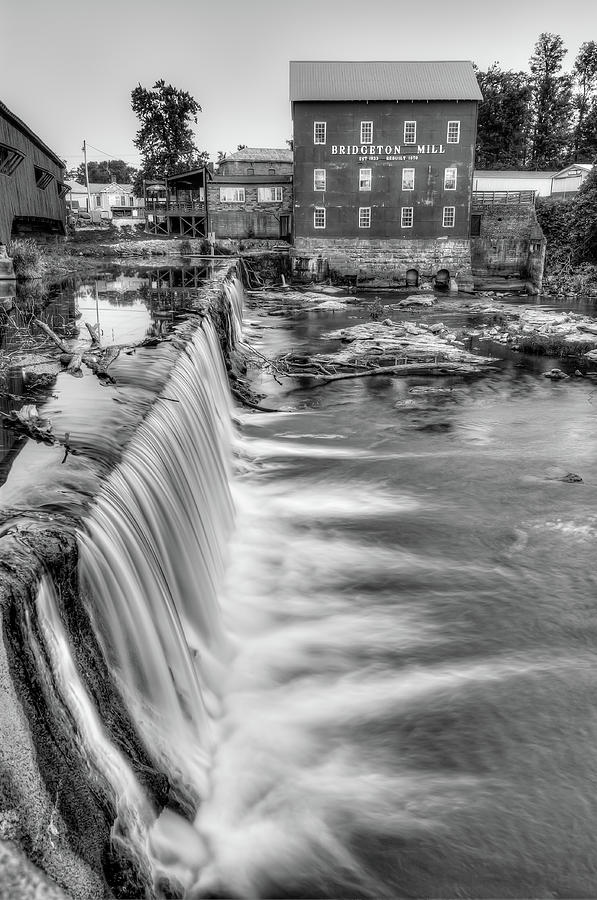 The Bridgeton Mill in Indiana - Est. 1823 - Black and White Photograph by Gregory Ballos