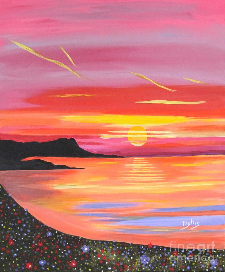 Mountain Painting - The Painted Brilliance of a Beautiful Sunset by Phyllis Kaltenbach