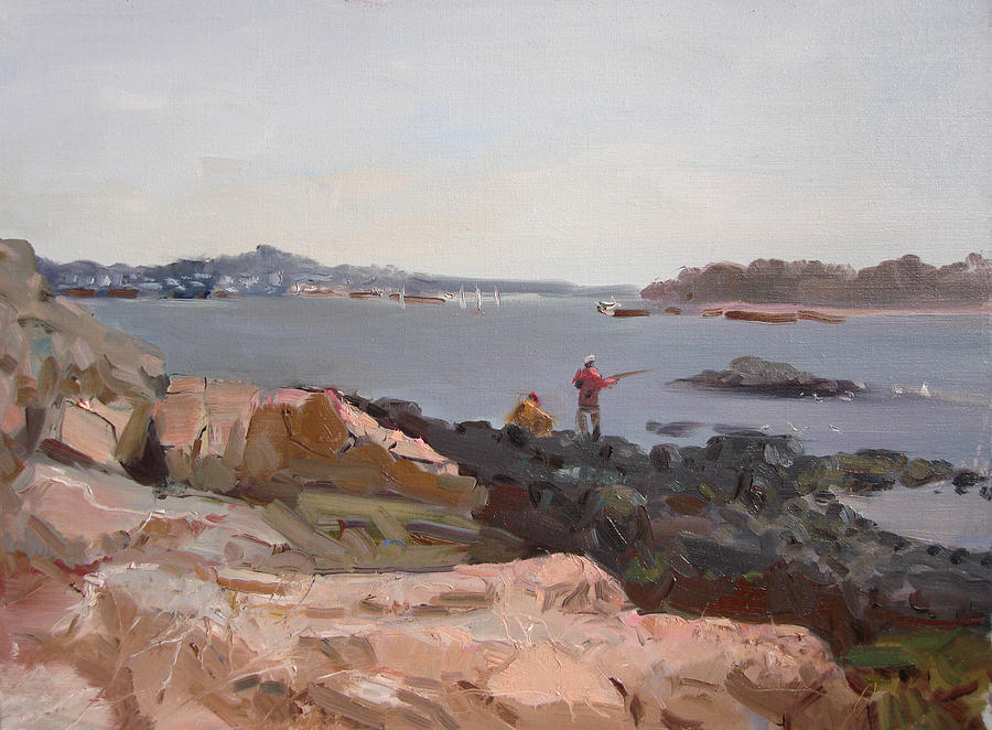 The Bronx Rocky Shore Painting by Ylli Haruni