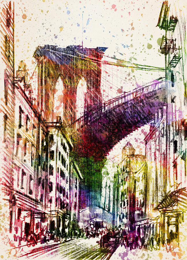Brooklyn Bridge Painting - The Brooklyn Bridge 03 by Aged Pixel