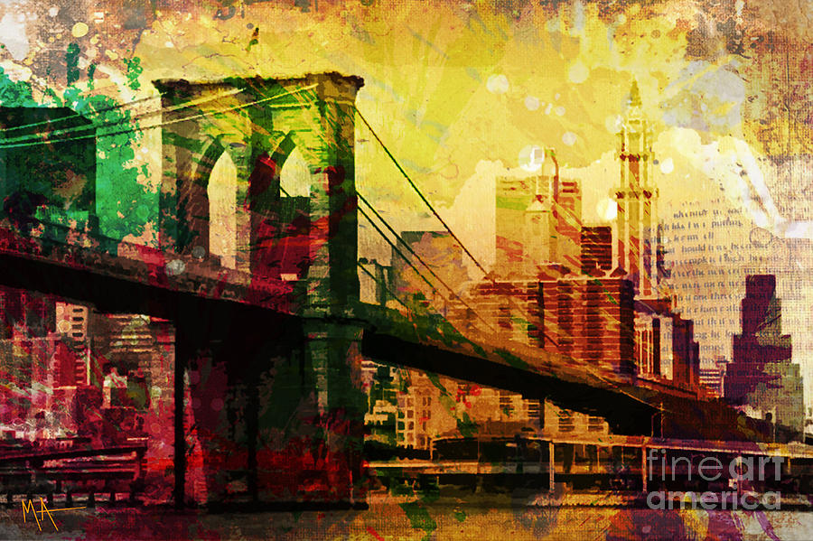 The Brooklyn Bridge Digital Art by Maria Arango