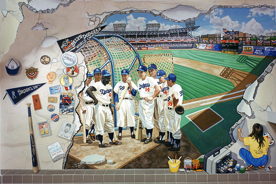 The Brooklyn Dodgers In Ebbets Field Painting by Bonnie Siracusa