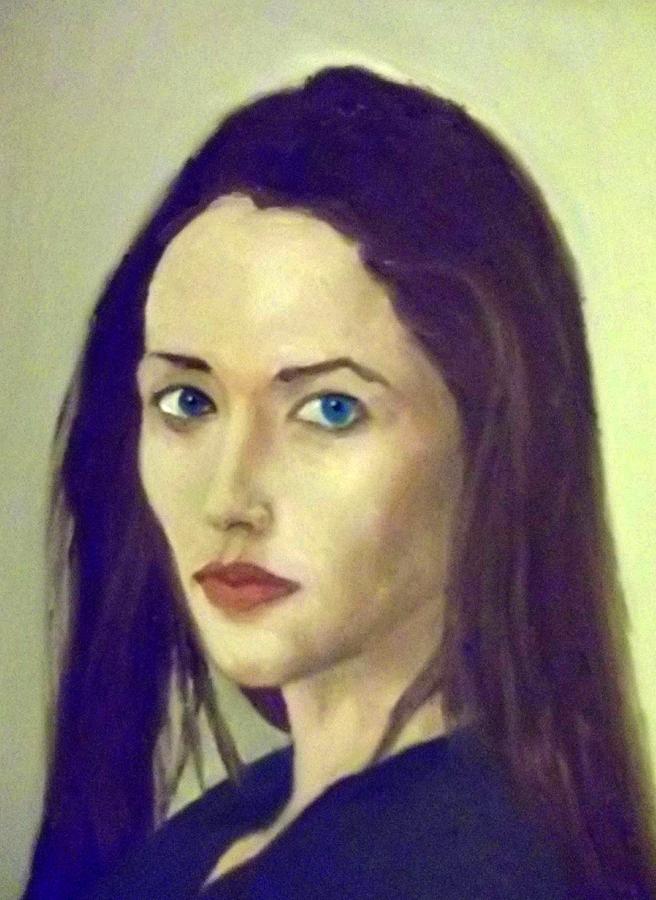 Young Painting - The Brunette With Blue Eyes by Peter Gartner
