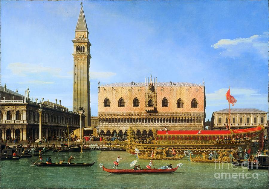 Canaletto Painting - The Bucintoro at the Molo on Ascension Day  by Celestial Images
