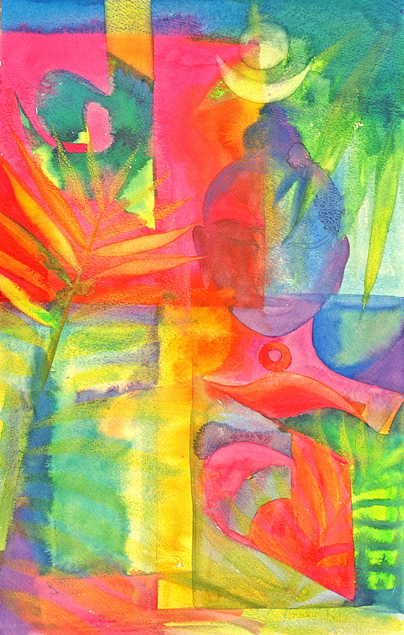 Abstract With Buddhas Head Painting by Jennifer Baird Abstract With Buddhas Head Painting by Jennifer Baird