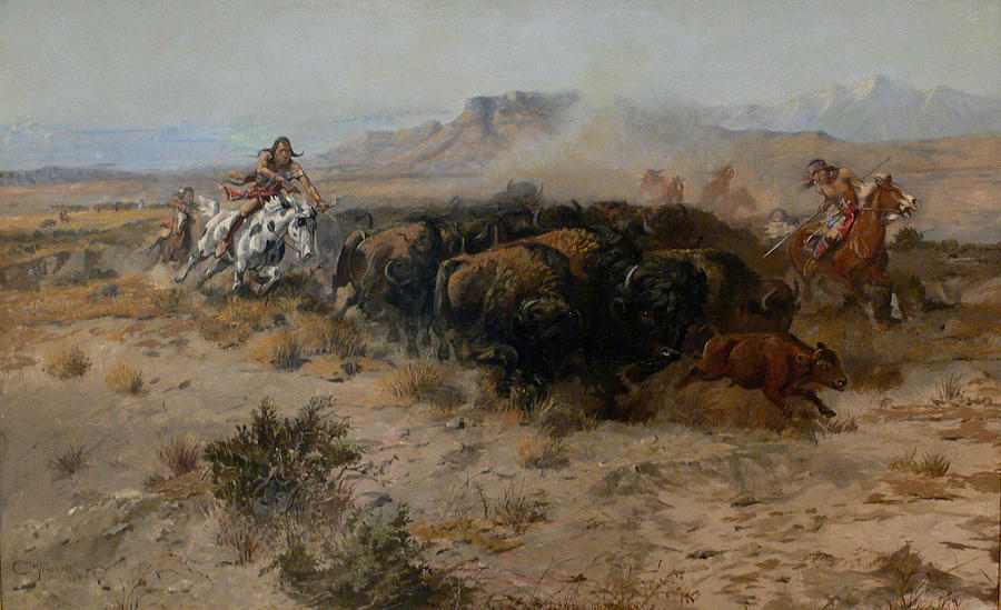 The Buffalo Hunt Digital Art by Charles Russell