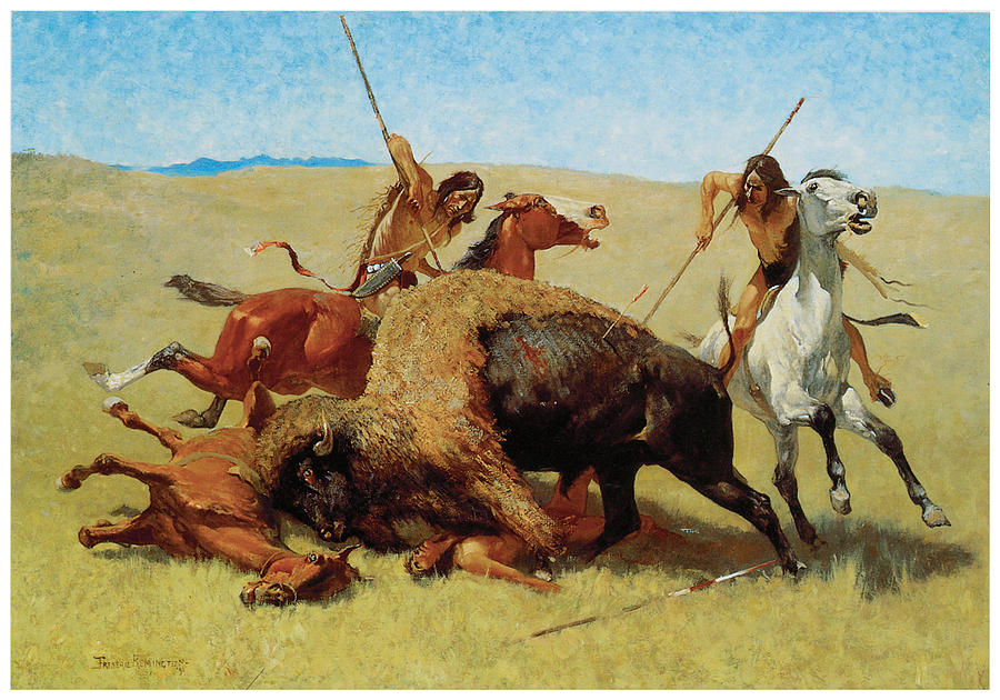 Frederic Remington Painting - The Buffalo Hunt by Frederic Remington
