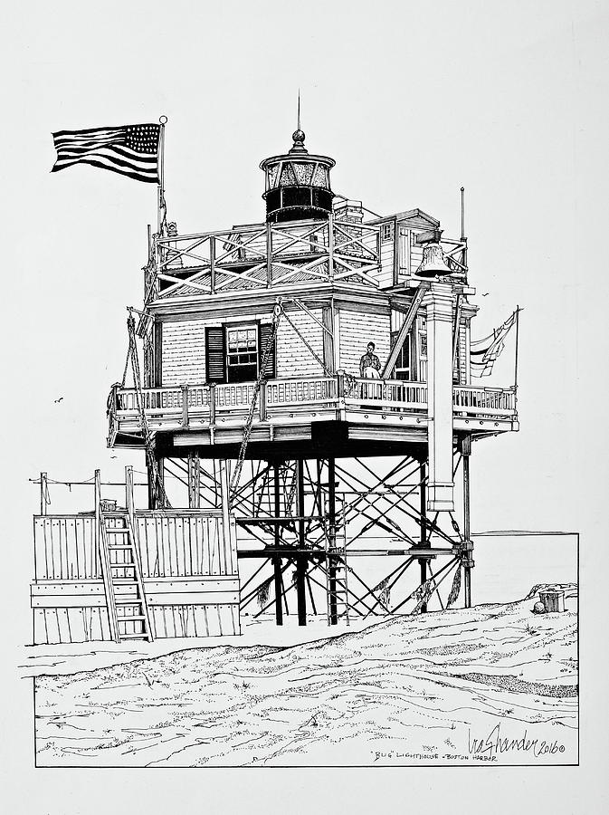 The Bug lighthouse Drawing by Ira Shander