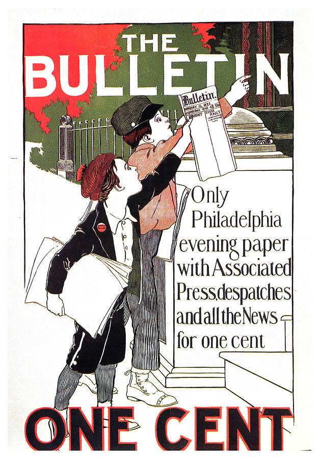 The Bulletin - Magazine Cover - Vintage Art Nouveau Poster Mixed Media by Studio Grafiikka