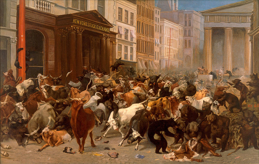 William Holbrook Beard Painting - The Bulls and Bears in the Market by William Holbrook Beard