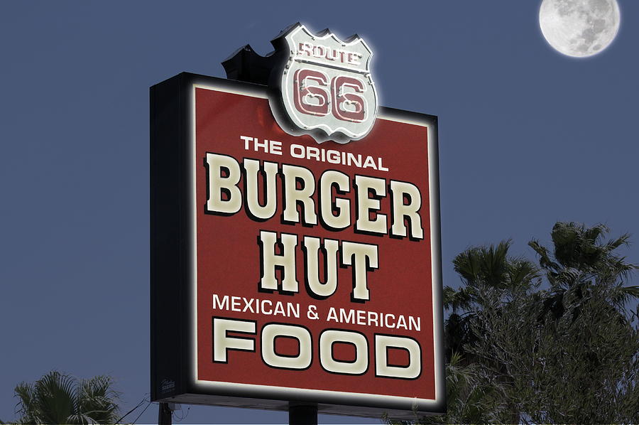 The Burger Hut At Night Photograph
