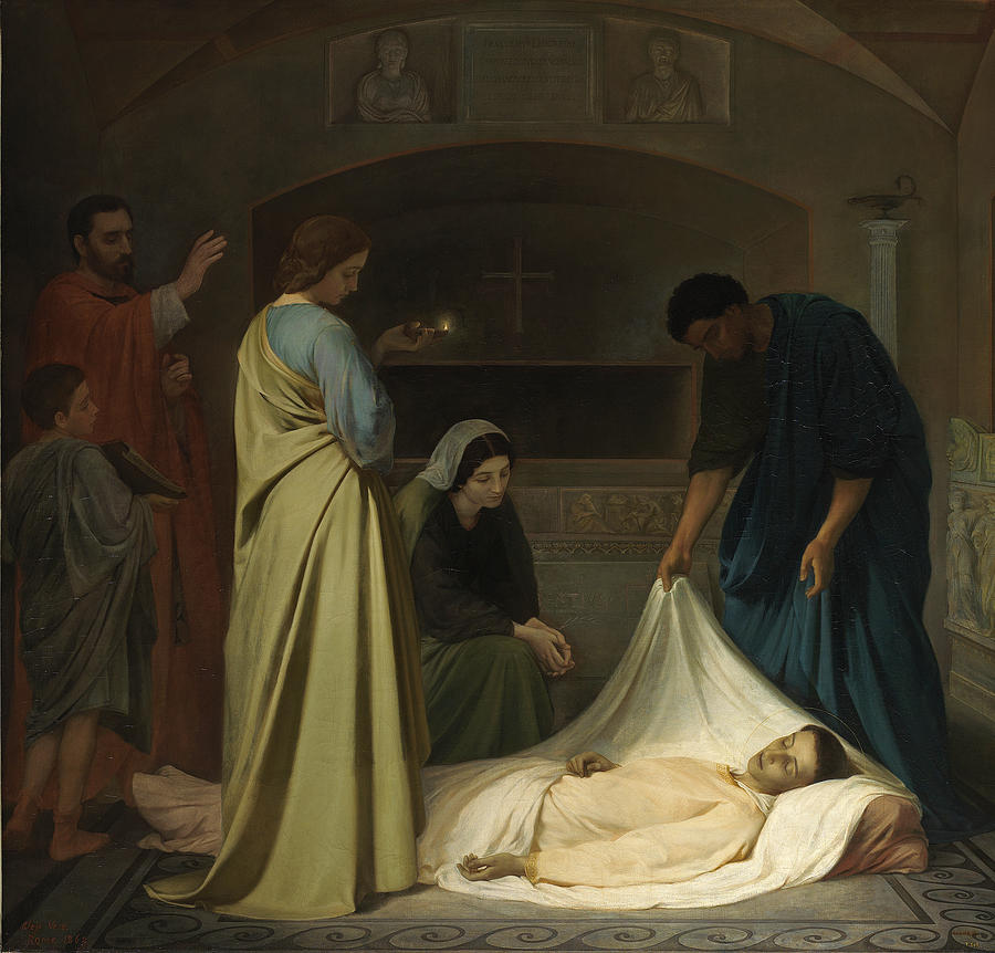 The Burial of Saint Lawrence in the Catacombs of Rome Painting by Alejo Vera