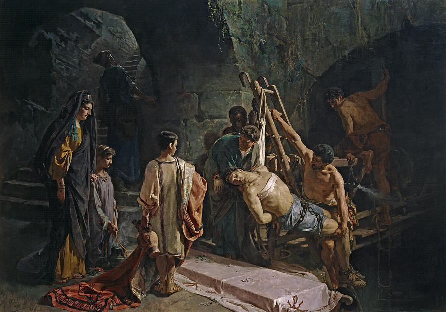 The Burial of Saint Sebastian Painting by Alejandro Ferrant y Fischermans