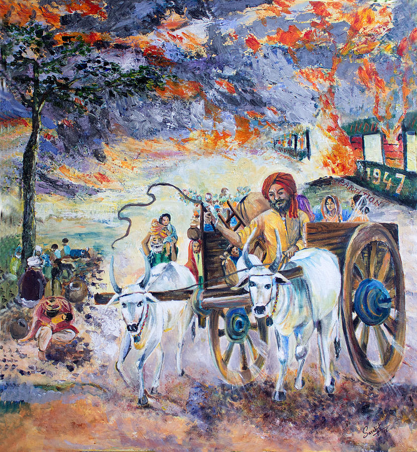 The Burning Punjab-1947 Painting by Sarabjit Singh