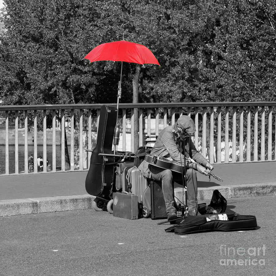 The Busker with the Red Umbrella Photograph by Lynn Bolt