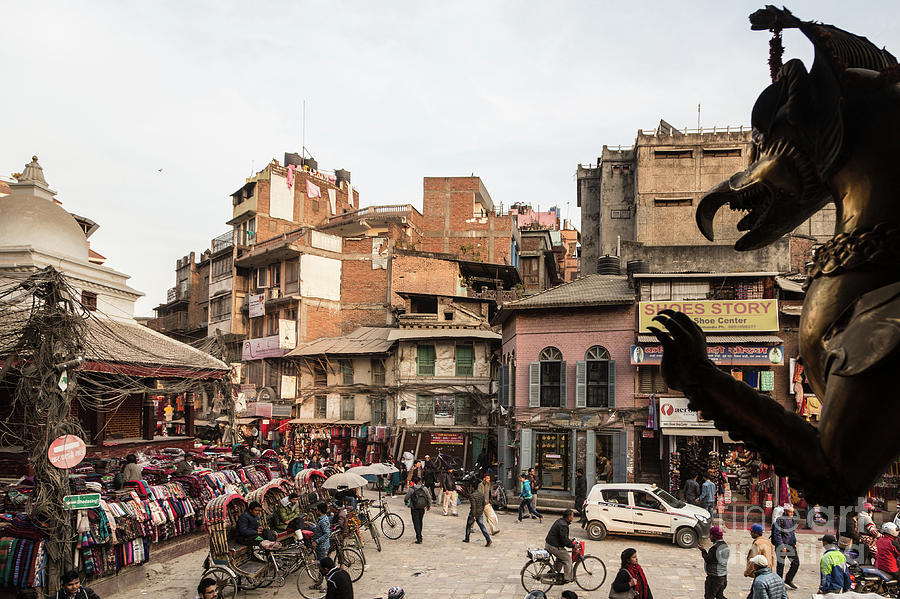 The busy Indra Chowk intersection in the heart of Kathmandu old  Photograph by Didier Marti