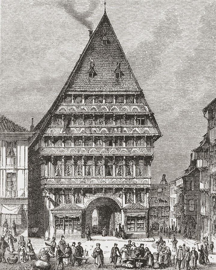 Architecture Drawing - The Butchers  Guild Hall, Market Place by Vintage Design Pics