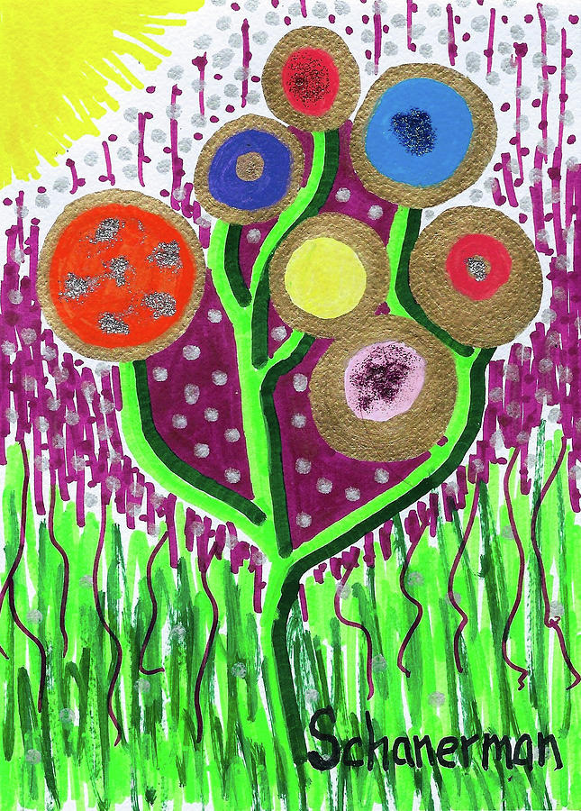 The Button Ball Tree Drawing by Susan Schanerman
