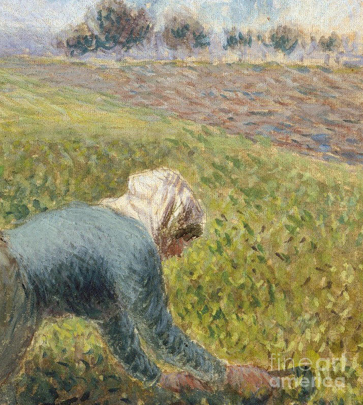 Camille Pissarro Painting - The Cabbage Gatherers  Detail by Camille Pissarro