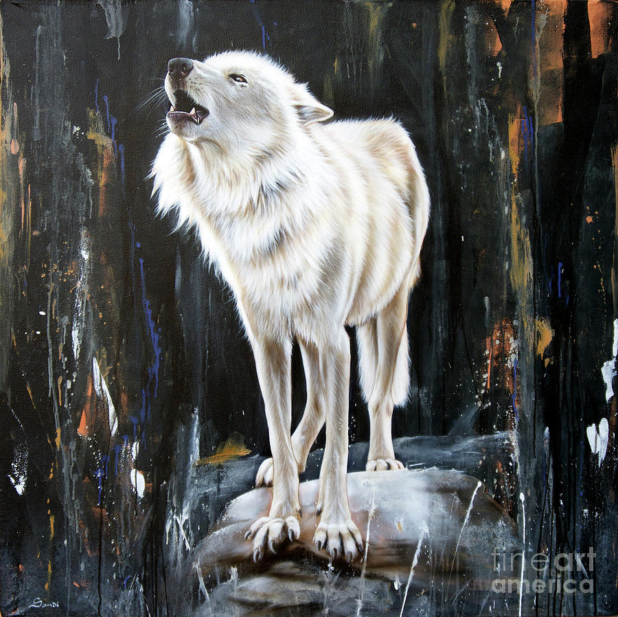 Wolves Painting - The Call by Sandi Baker