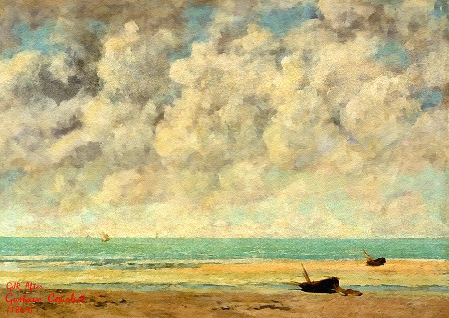 Gustave Courbet  Digital Art - The Calm Sea Inspired By And After Gustave Courbet - Original Painted in 1869 L A S by Gert J Rheeders