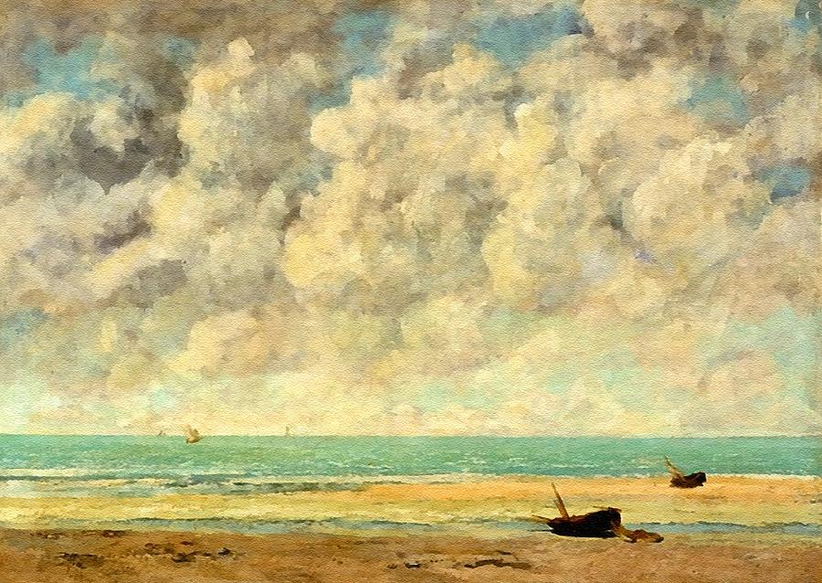 Gustave Courbet  Digital Art - The Calm Sea Inspired By And After Gustave Courbet - Original Painted in 1869 L B by Gert J Rheeders
