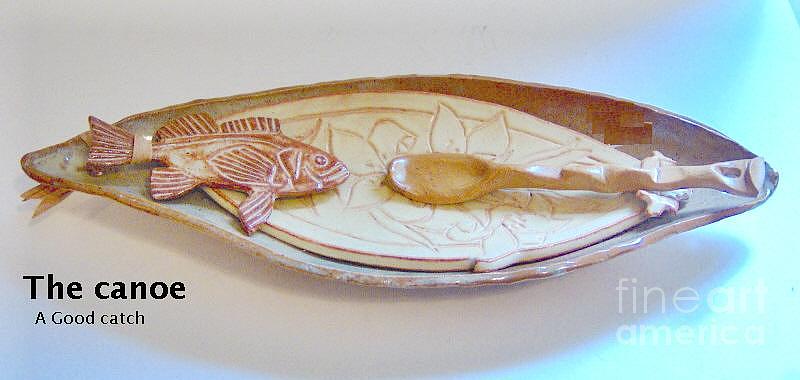 Fish Ceramic Art - THE CANOE - A good catch- STONEWARE by Anastasia Verpaelst