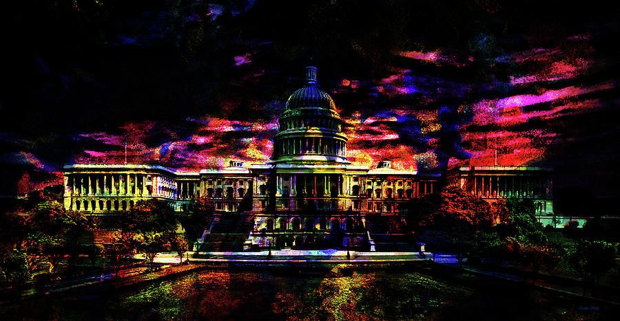 The Capital at Night Digital Art by Kathy Kelly