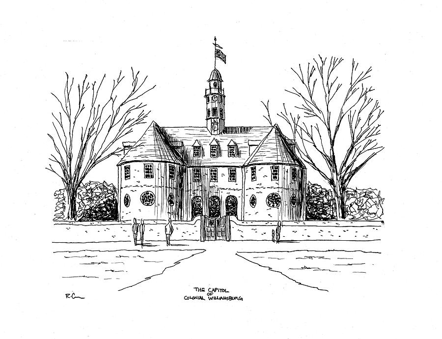 The Capitol at Colonial Williamsburg Drawing by Richard Cross Fine