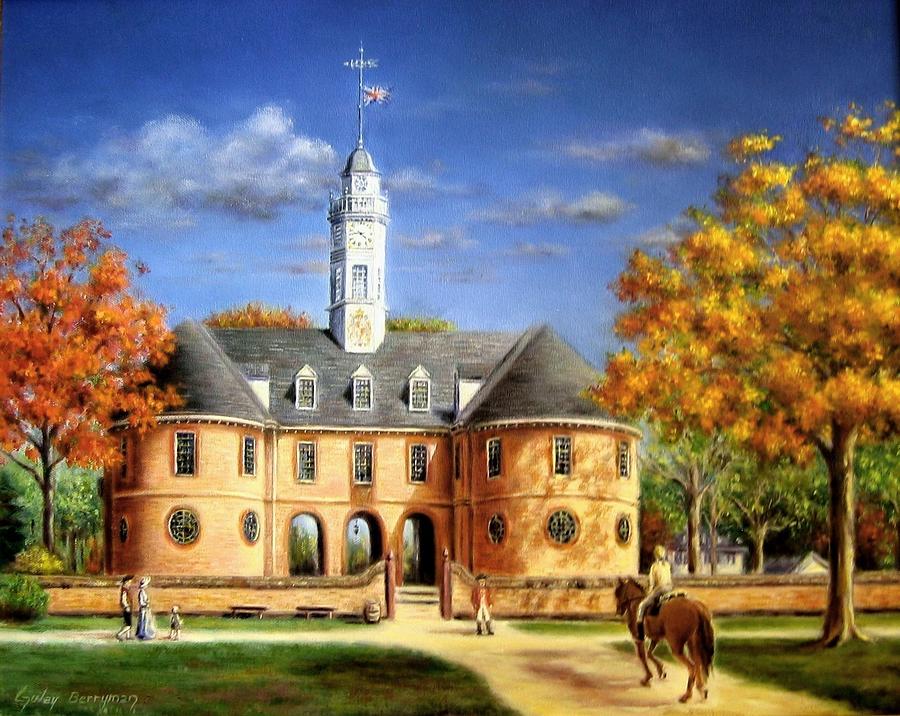 Colonial Painting - The Capitol in Autumn by Gulay Berryman
