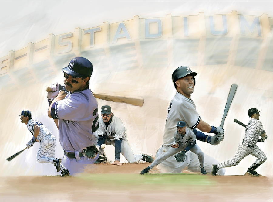 The Captains II Don Mattingly and Derek Jeter Painting by Iconic Images Art Gallery David Pucciarelli