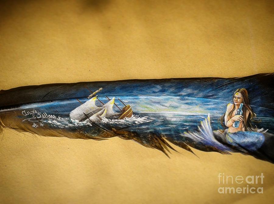Mermaid Painting - The Captains Lady by Angie Sellars